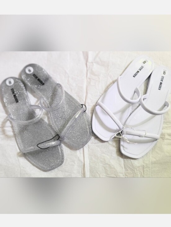 Steve Madden Shoes - NWT! Steve Madden Women's Silver/White Pike Jelly Summer Beach Sandal Bundle 8